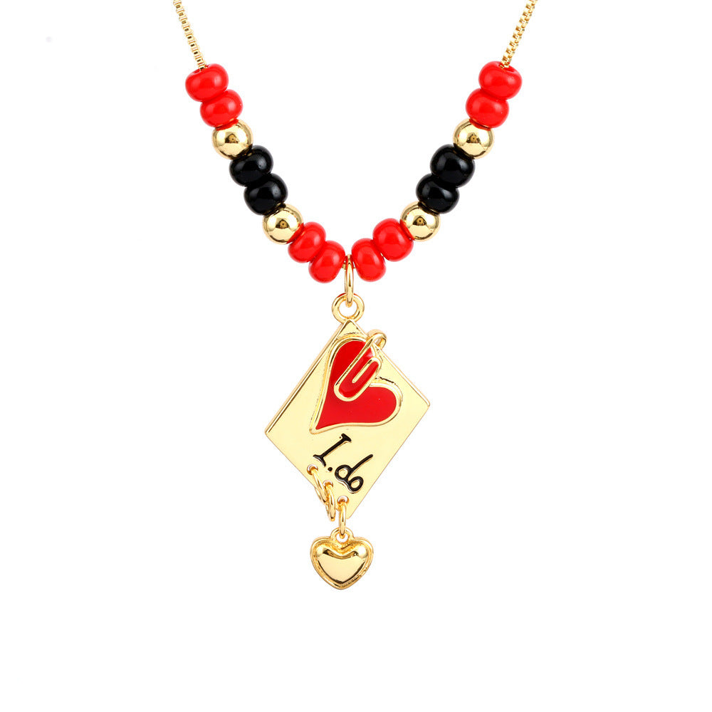 Collar con colgante de ojo mágico en forma de corazón de cobre al por mayor